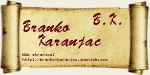 Branko Karanjac vizit kartica